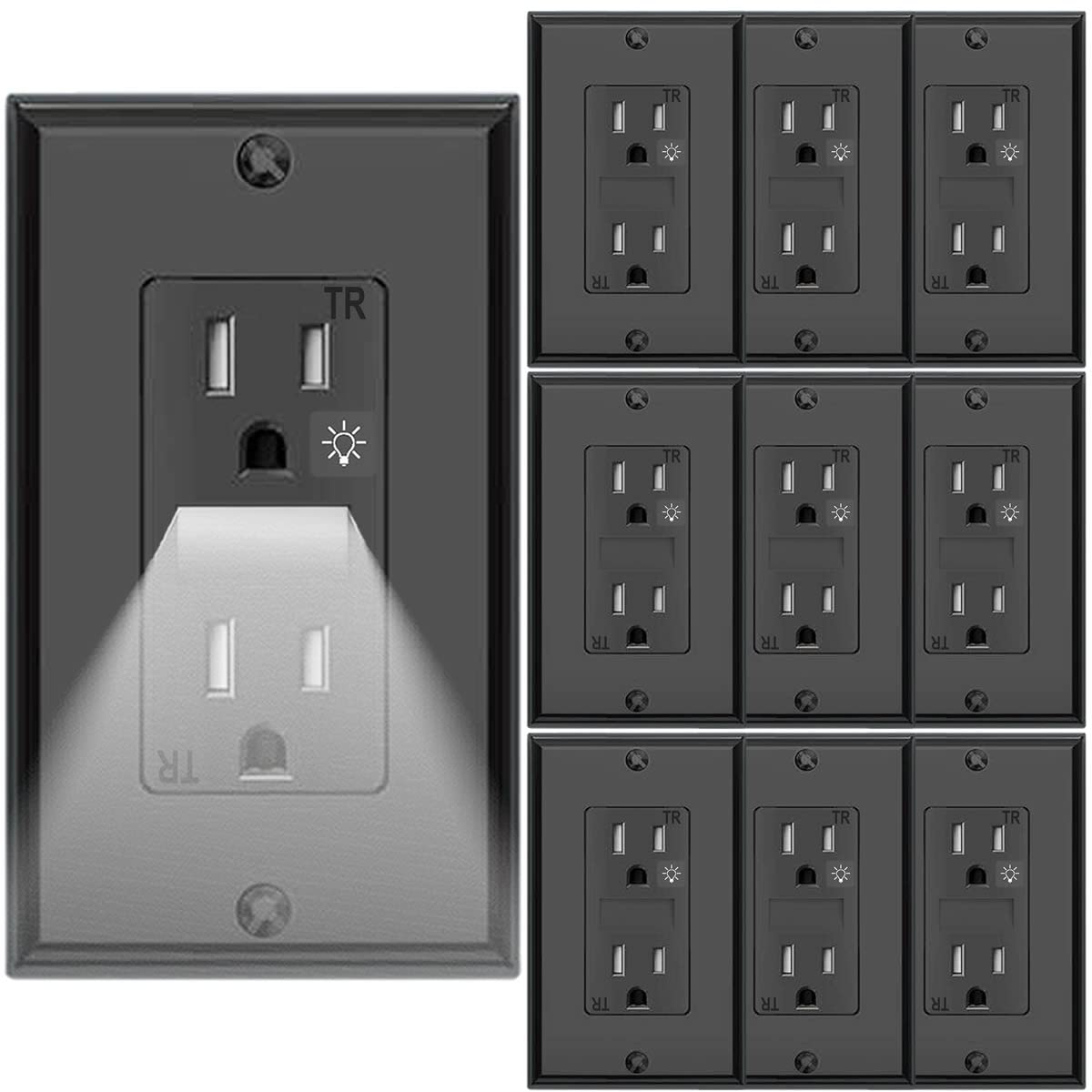 SOZULAMP Night Light Wall Outlets with Smart Illumination