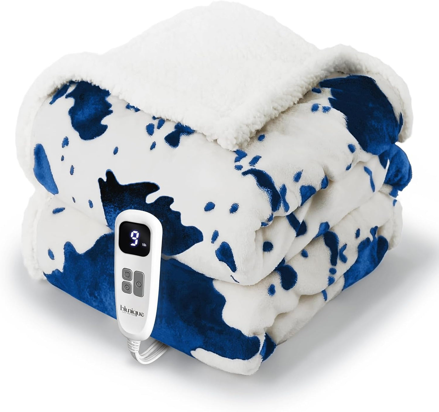 Blunique Cow Print Heated Throw Blanket for Cozy Comfort