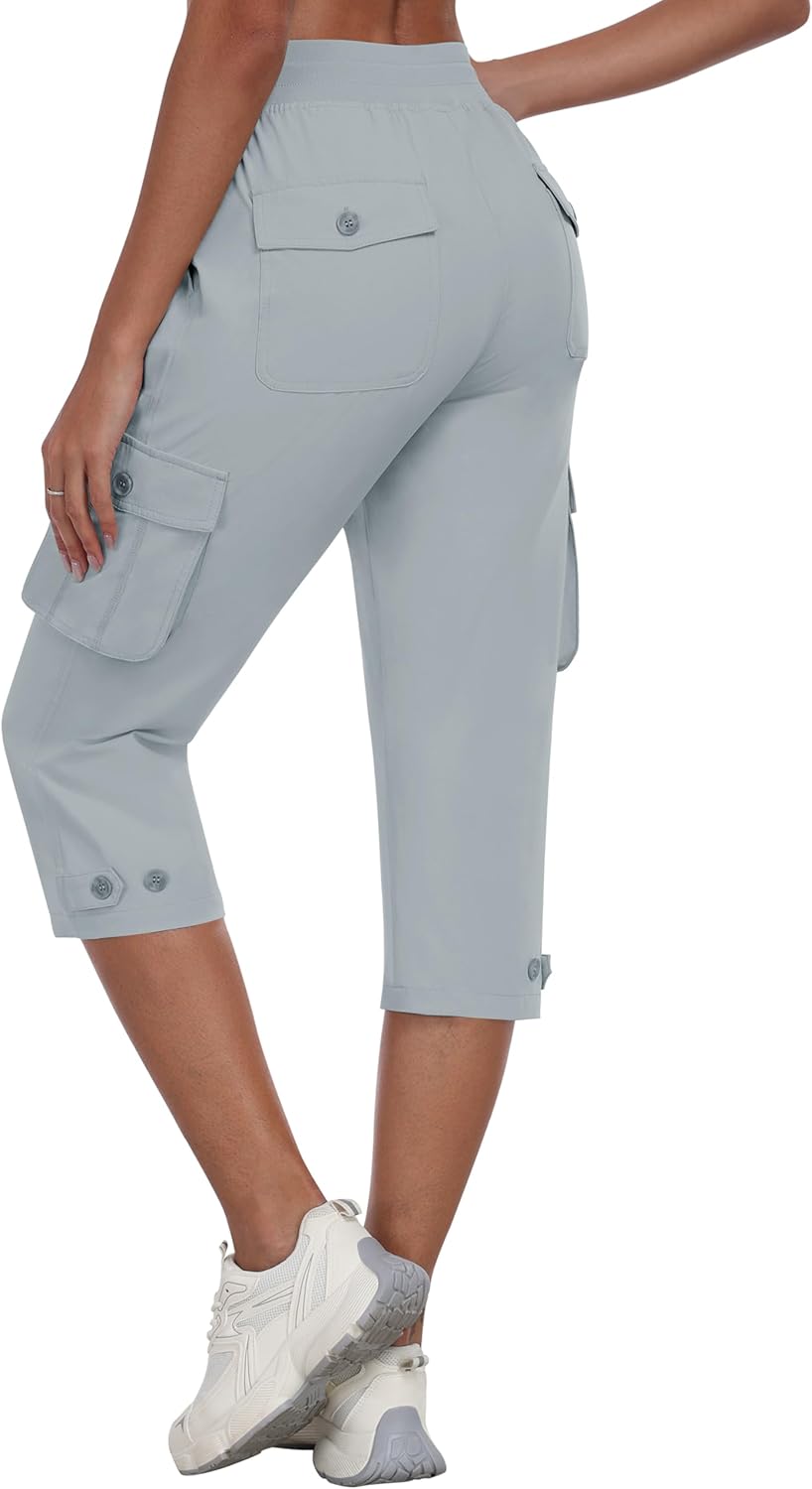 MoFiz Women's Cargo Capris Pants for Hiking and Travel Comfort