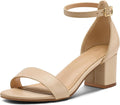 Women's Chunky Low Heels Open Toe Block Heeled Ankle Strap Pump while