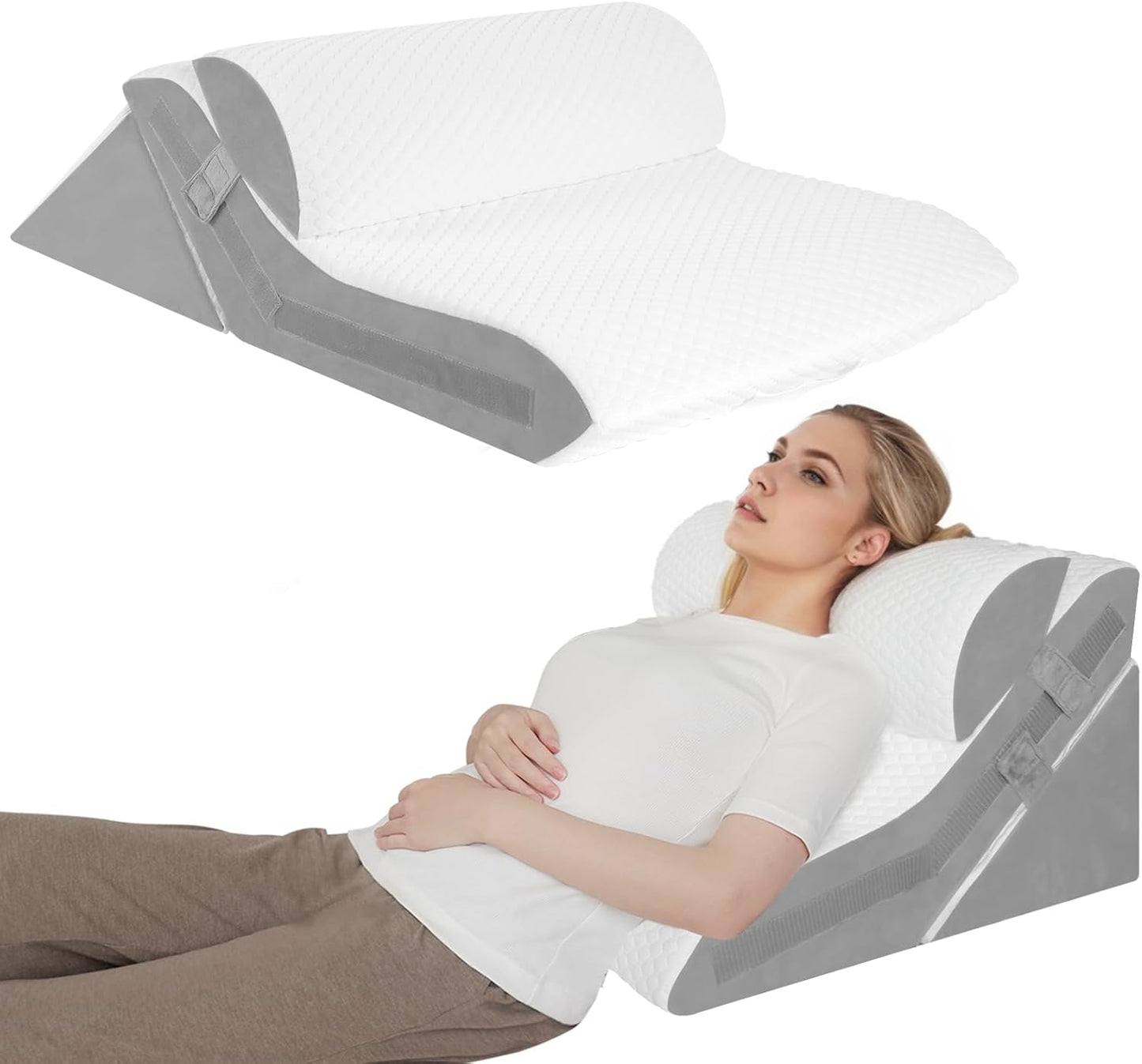 Wedge Pillow for Sleep Apnea Relief and Comfort by Vomiliku