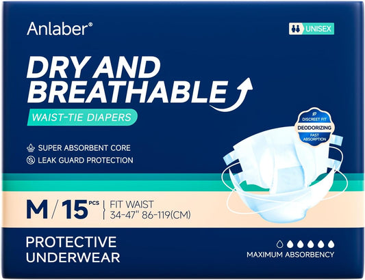 Anlaber 15ct Medium Incontinence Underwear - Maximum Absorbency & Odor Control!