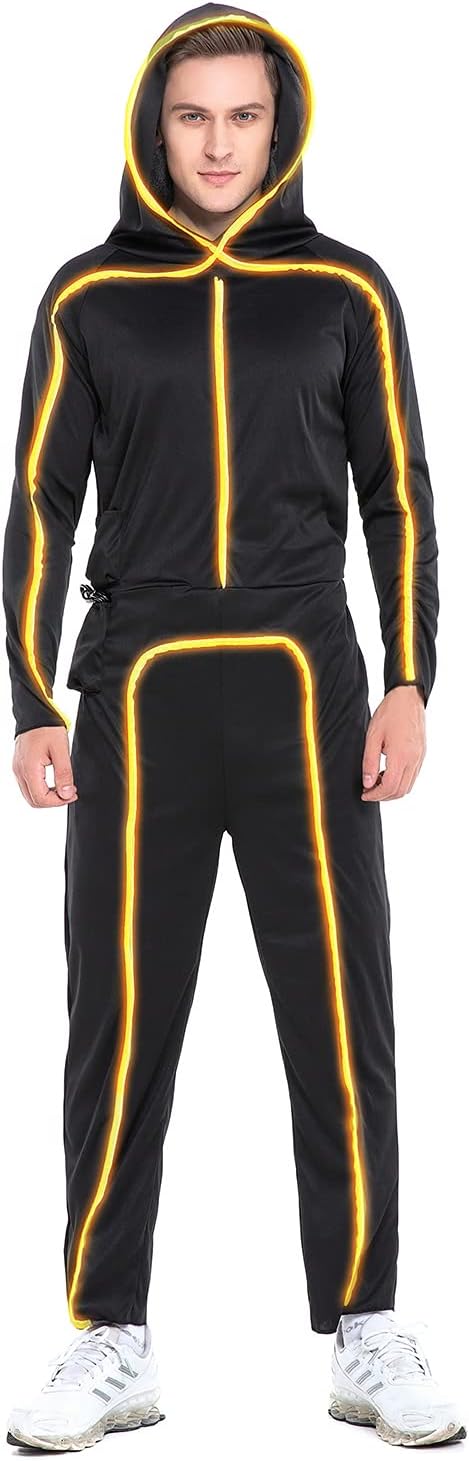 HSCTEK Light-up Adult Stick Figure Costume for Halloween Fun