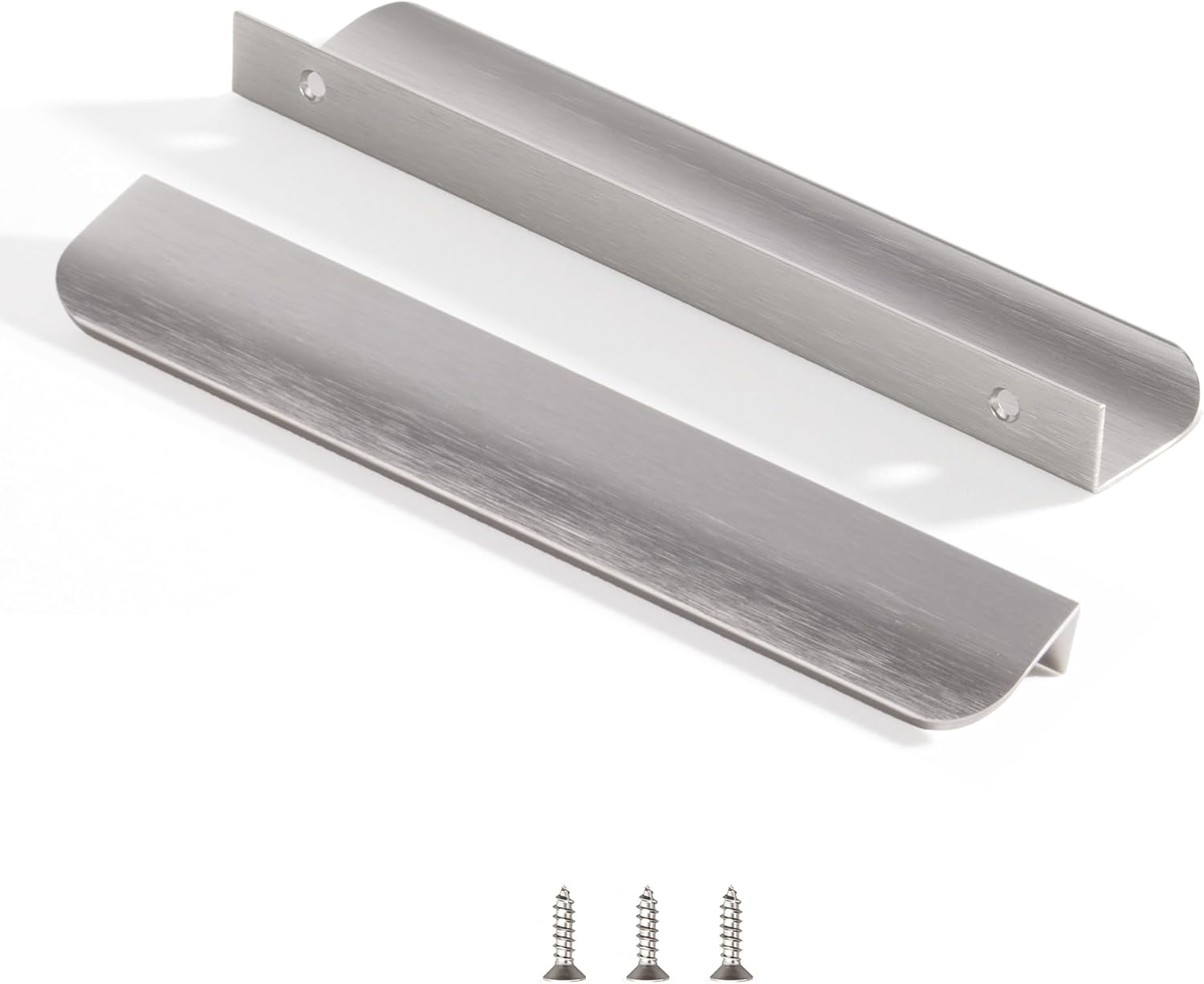 Edge Finger Tab Pulls for Cabinets - Modern Brushed Nickel Style