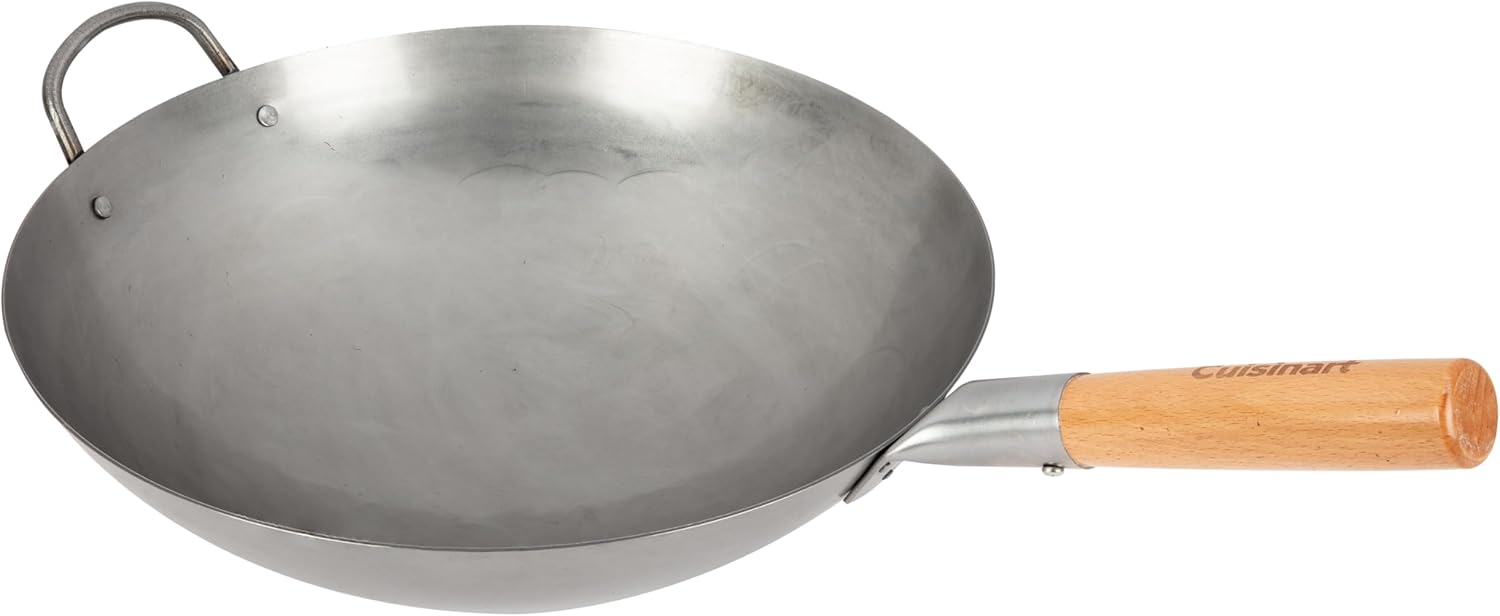 Cuisinart 14 Carbon Steel Hammered Wok for Authentic Cooking