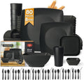 Teivio 80-piece Wheat Straw Square Dinnerware Set for 8 - Unbreakable