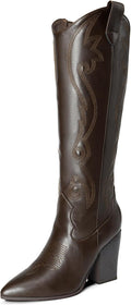 DREAM PAIRS Women's Knee High Cowboy Boots for Trendy Footwear