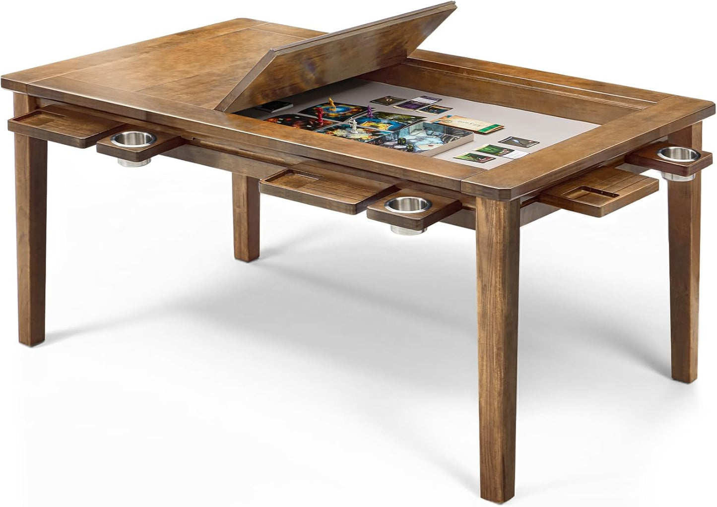 Solid Wood Board Game Table for 4-6 Players with Removable Top