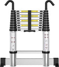 Telescoping Ladder with Hooks 9.5 FT - Stable Aluminum Extension