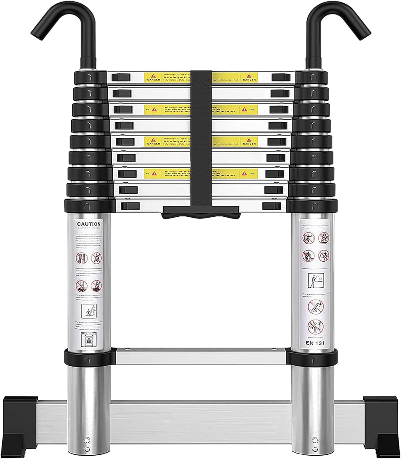 Telescoping Ladder with Hooks 9.5 FT - Premium Aluminum Design