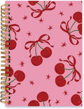 Red Cherry Bow Notebook Coquette Lined Spiral Notebook - Compact