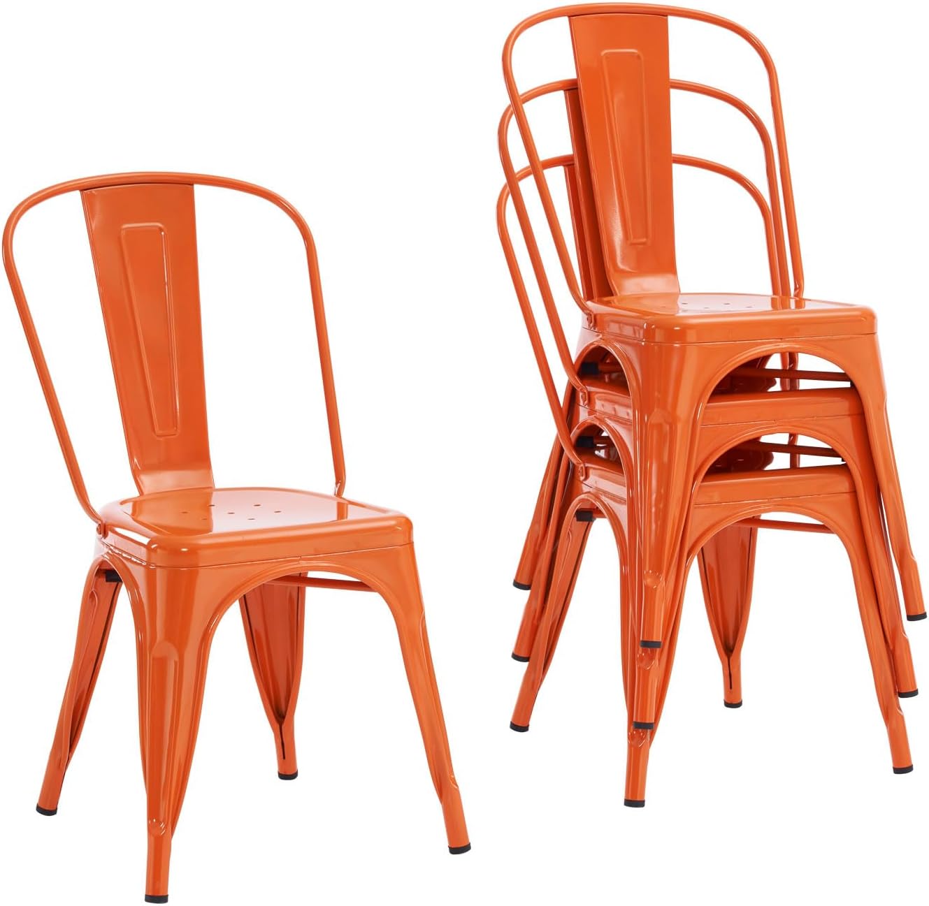 Nazhura Metal Dining Chair Set of 4 for Kitchen and Patio