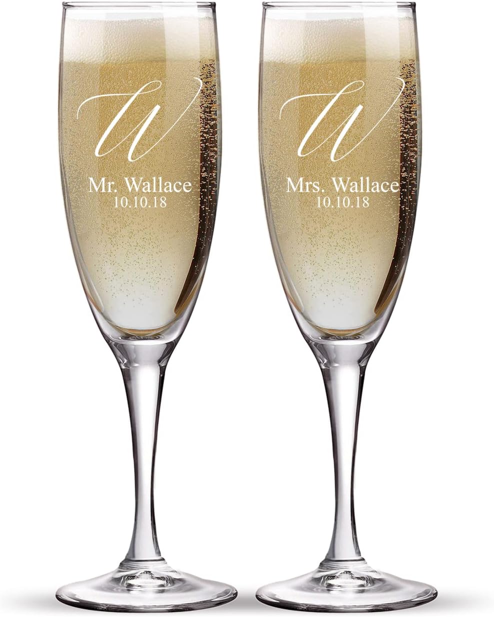 Personalized Wedding Toasting Champagne Flutes for Bride and Groom
