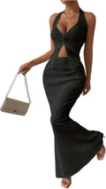 Women's Two Piece Twist Front Halter Cami and Skirt Set - Summer Fit