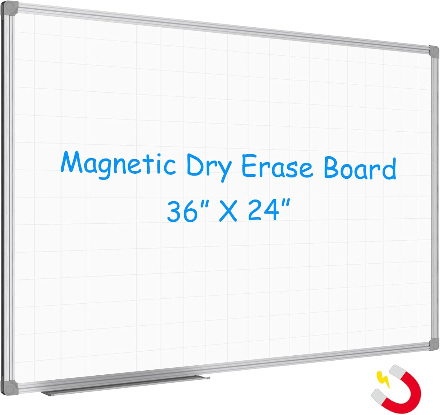 Magnetic Dry Erase Planning Board with Gray Grid Pattern 36 x 24 in