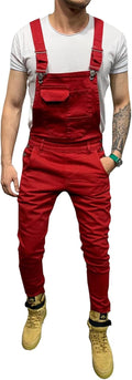 LONGBIDA Men's Denim Bib Overalls Slim Fit Jumpsuit - Stylish Utility
