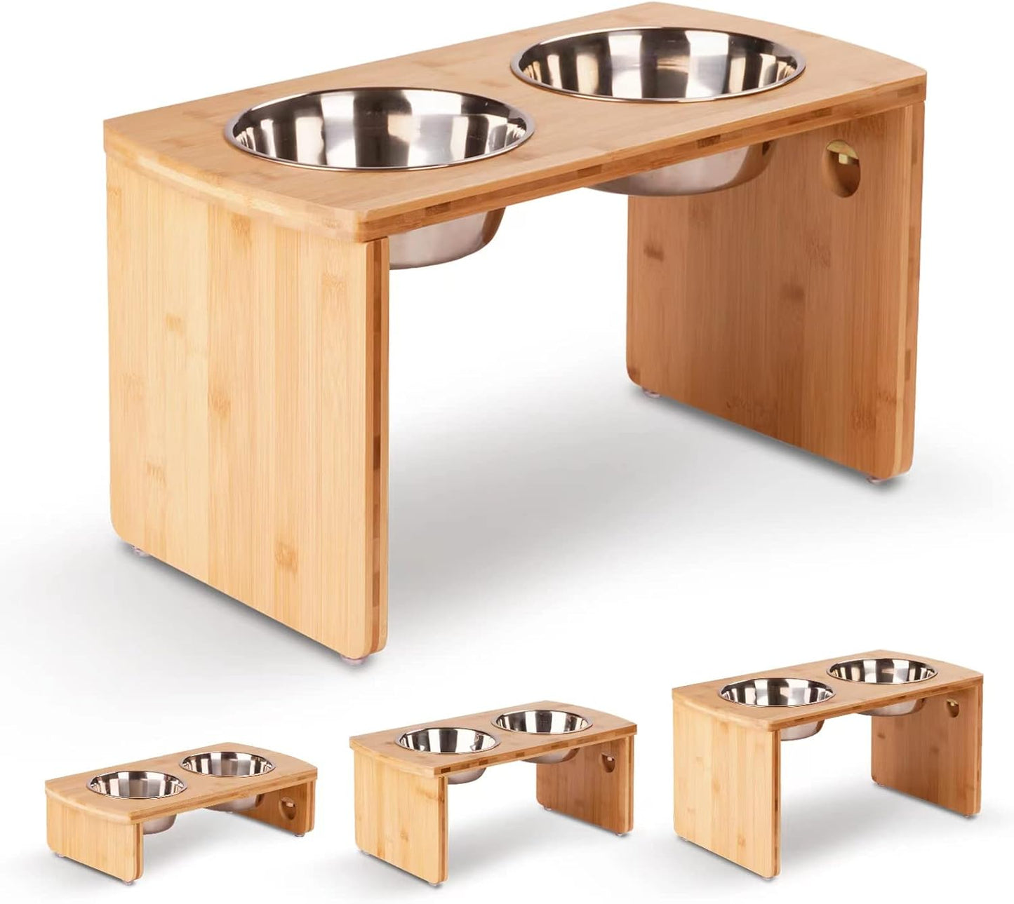 Elevated Dog Bowls for Large Dogs - Bamboo Raised Bowl Set