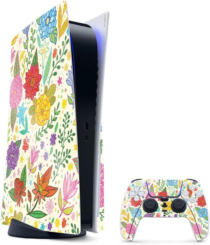MightySkins Glossy Glitter Gaming Skin for PS5 - Flower Garden