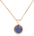 Real Citrine 8mm Bezel Pendant Necklace for Her - Rose Gold Sterling