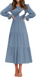 Women's Nursing Dress Flounces Long Sleeve Tiered Midi - Easy Nursing