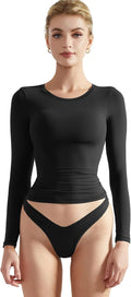 SUUKSESS Women Double Lined Fitted Long Sleeve Crop Top - Soft Second