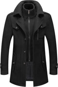 Men's Thermal Wool Blend Peacoat with Detachable Zipper
