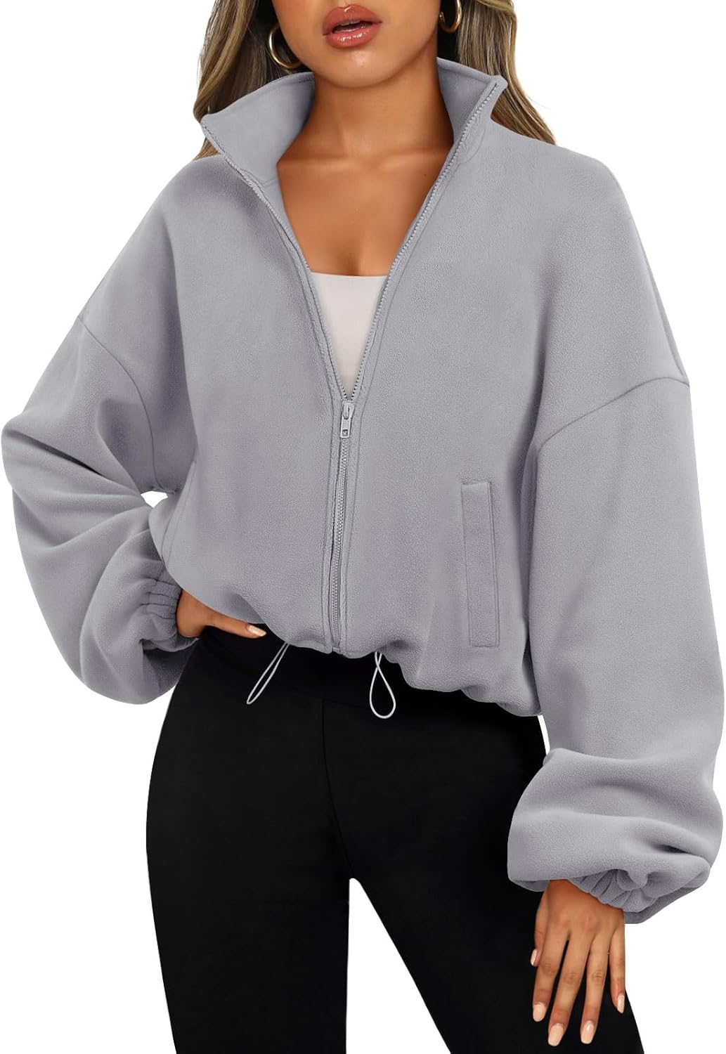 AUTOMET Womens Fleece Jackets Zip Up Oversized Sweatshirts