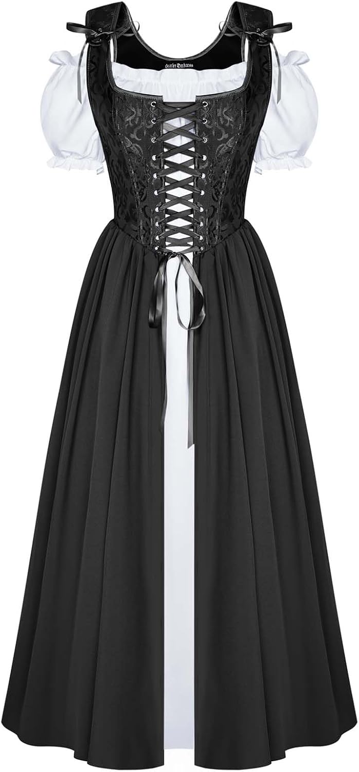 Scarlet Darkness Renaissance Costume Women Medieval Corset Dress