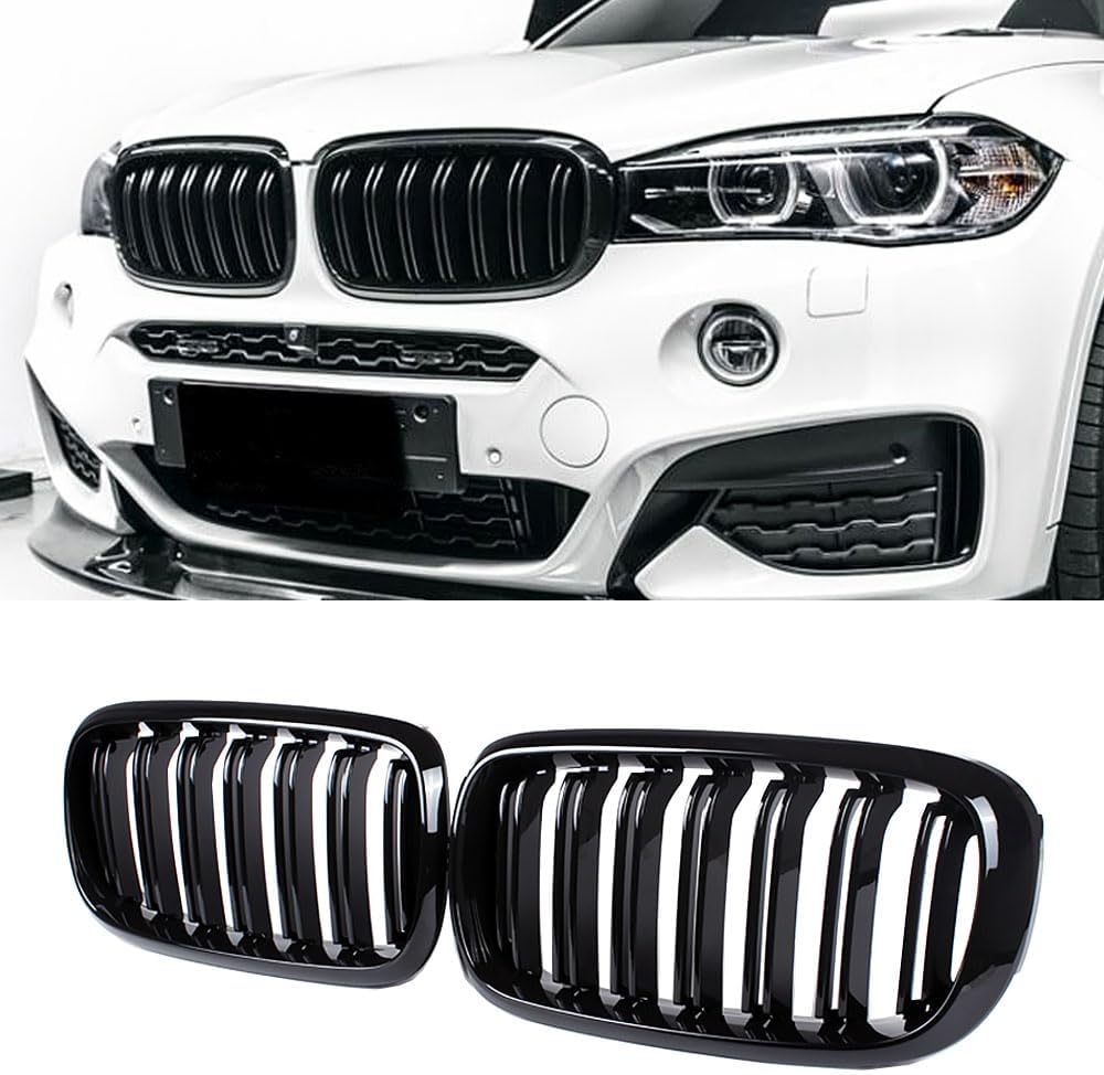 MAXDOM Replacement Front Upper Grill for BMW X5 X6 Gloss Black