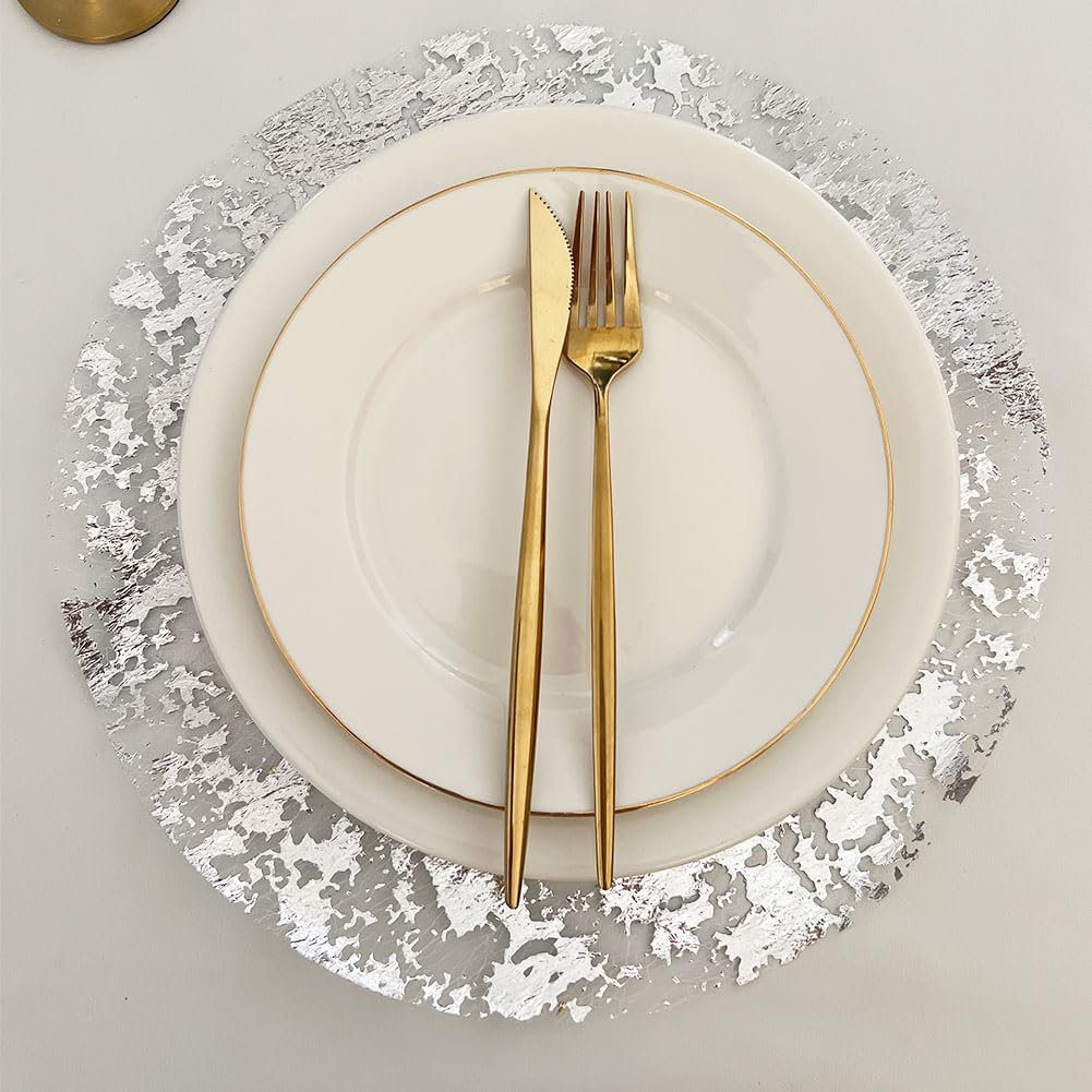Silver Disposable Placemats for Elegant Table Settings 100 Pack