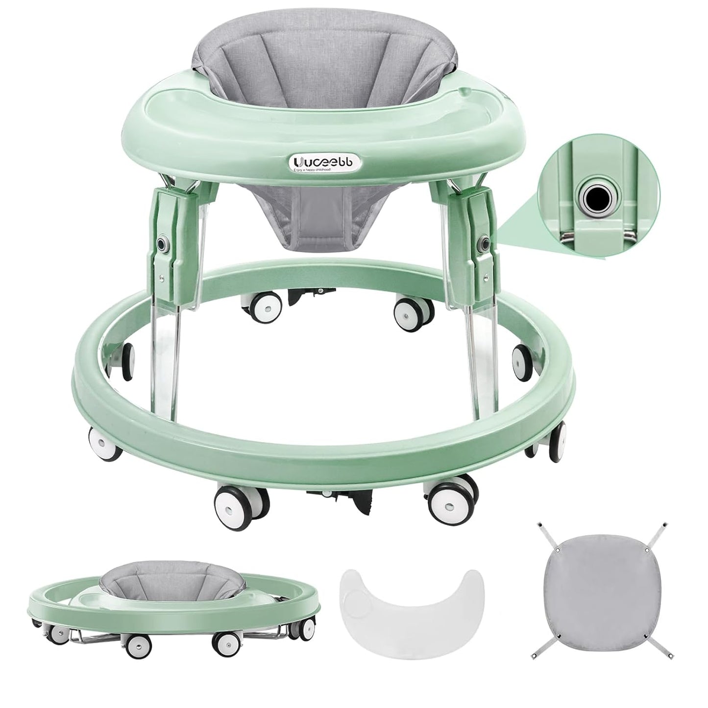 Baby Walker with Wheels and One-Touch Folding Design for Safety