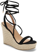 Women's Espadrille Wedges Lace Up Platform Sandals - Faux Suede