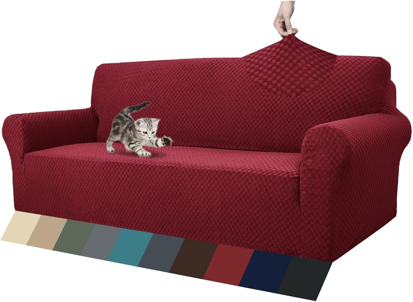 High Stretch Jacquard Couch Covers for 3 Cushion Sofa Protection