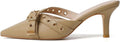 Khaki Kitten Mules Heels for Women Pointed Closed Toe - Dressy Pumps