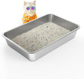 Stainless Steel Cat Litter Box for Senior Cats and Kittens