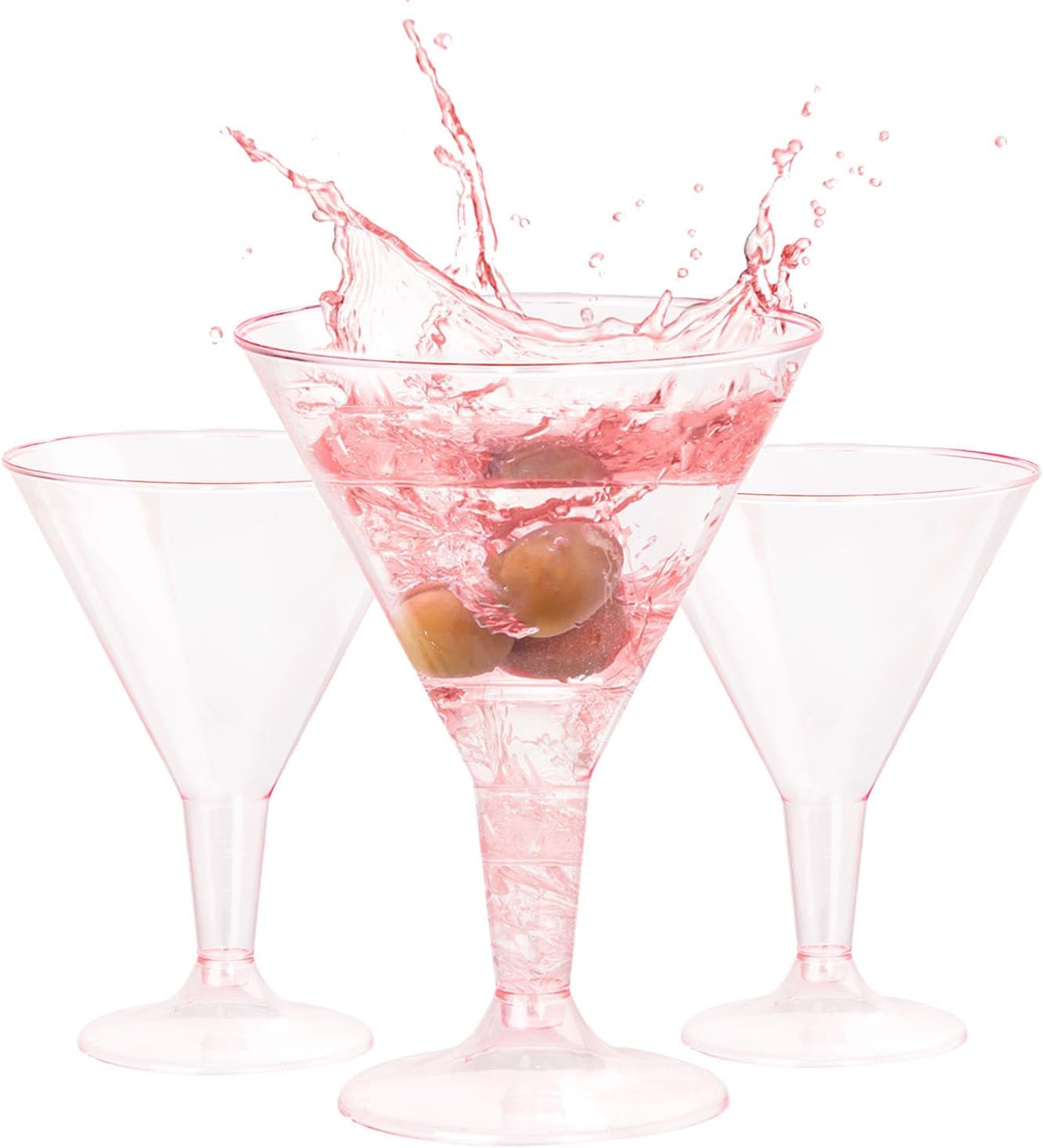 Pink Plastic Martini Glasses - 24 Pack - Perfect for Parties!