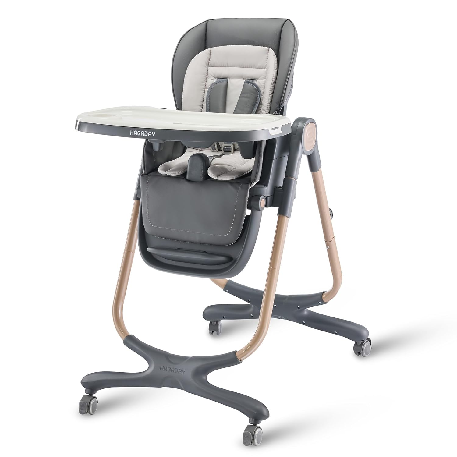 6 in 1 Convertible High Chair for Babies and Toddlers - Gold-Grey