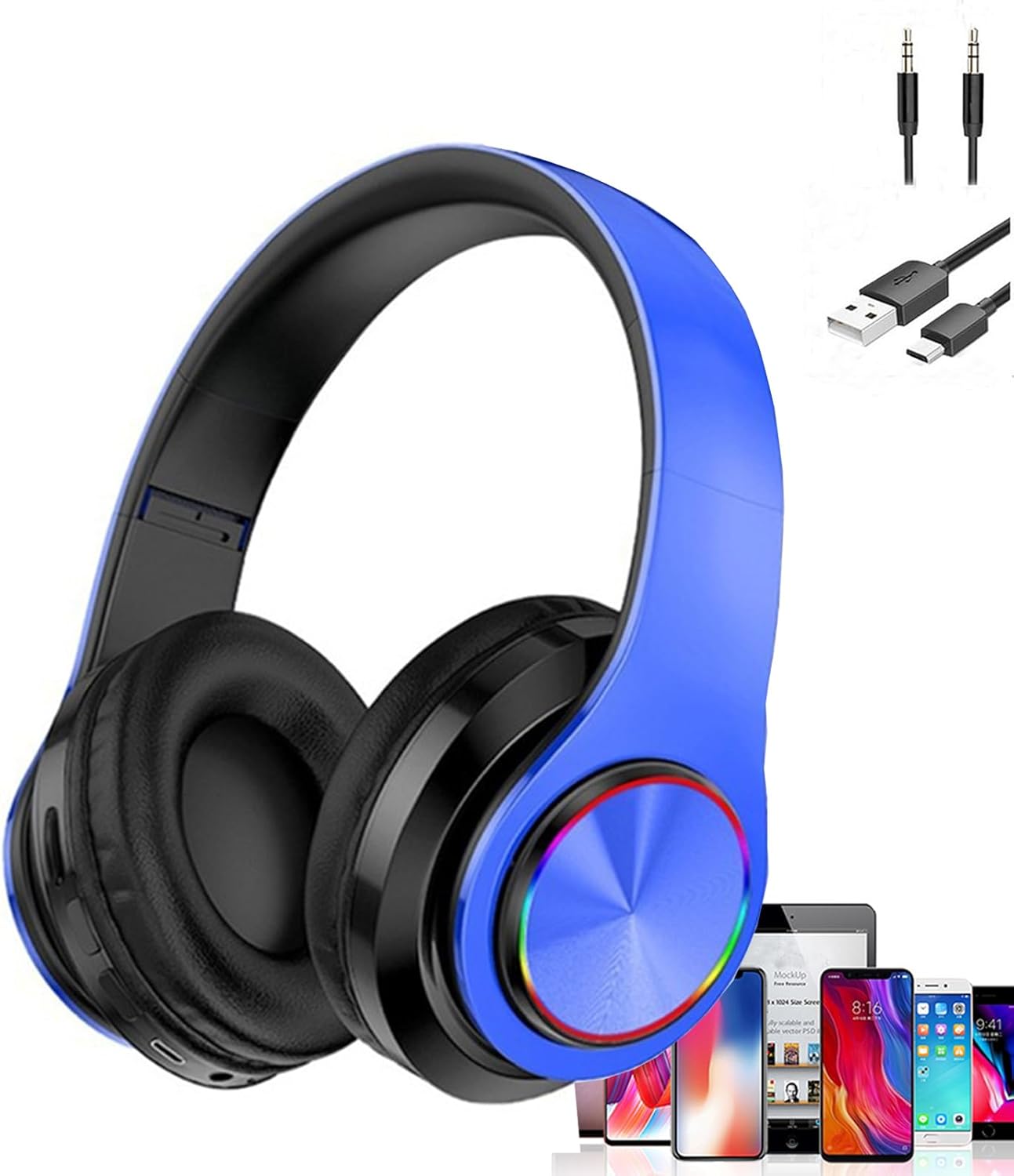 Colorful LED Over-Ear Kids Headphones - HiFi Stereo Sound
