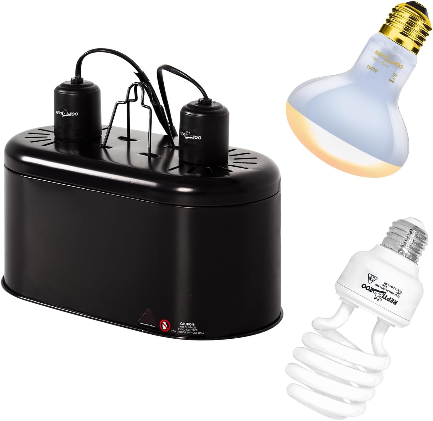 REPTI ZOO Dual Reptile Light Fixture for Optimal Pet Care