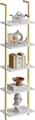 SUPERJARE 5 Tier Bookshelf Narrow Ladder Shelf - Space-Saving Display