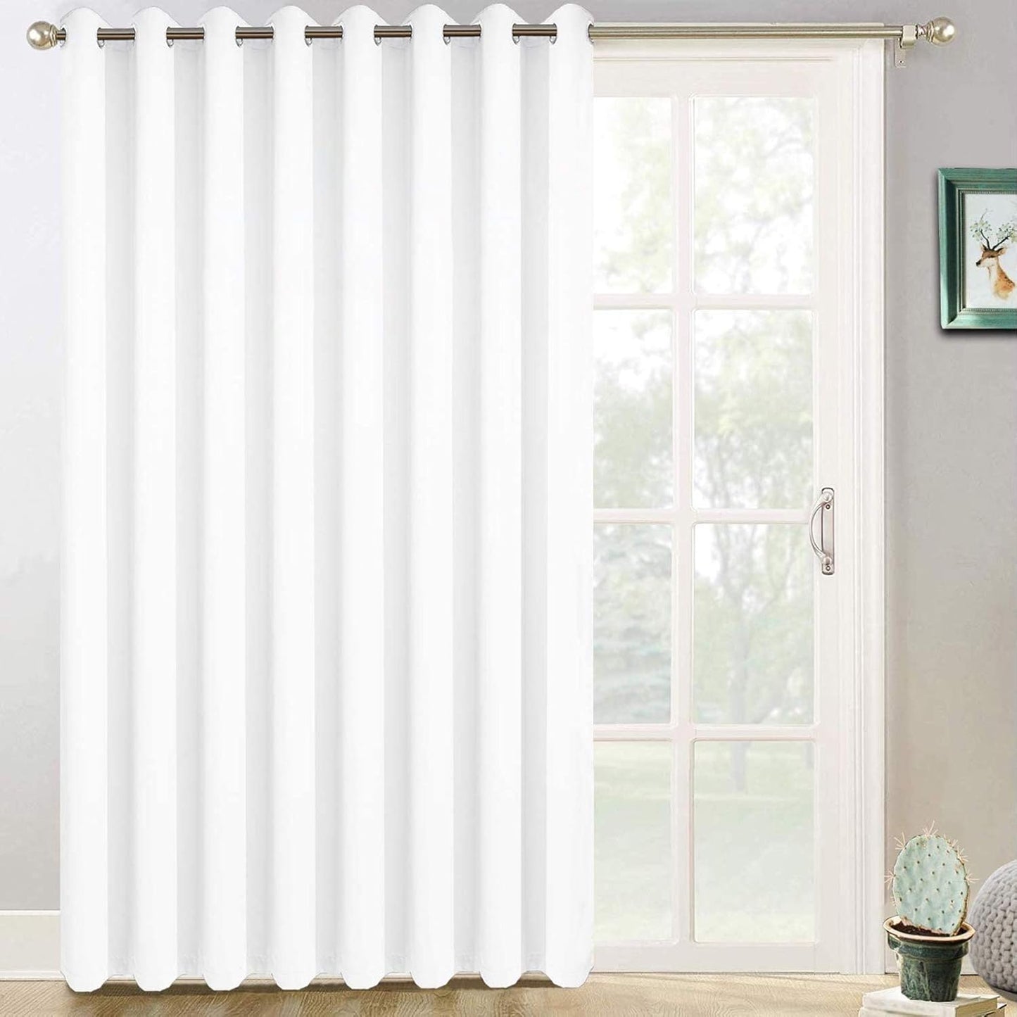Yakamok Pure White Curtain for Living Room Sliding Glass Door