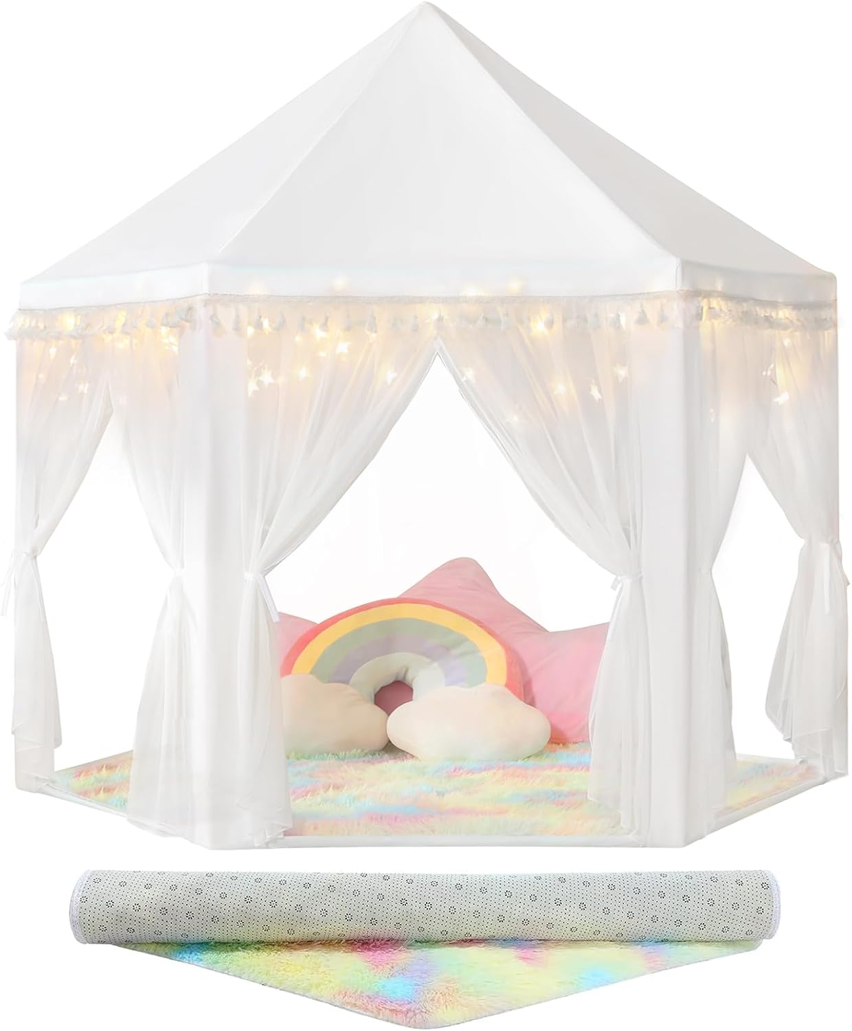 Princess Tent with Rainbow Rug: Indoor Magic - Senodeer