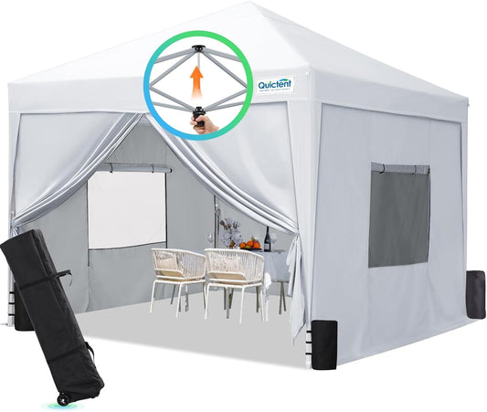 Quictent 8x8 Pop up Canopy Tent with Sidewalls for Easy Setup