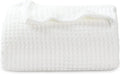 100% Cotton Large Throw Blanket 50x70 in - Breathable Waffle White