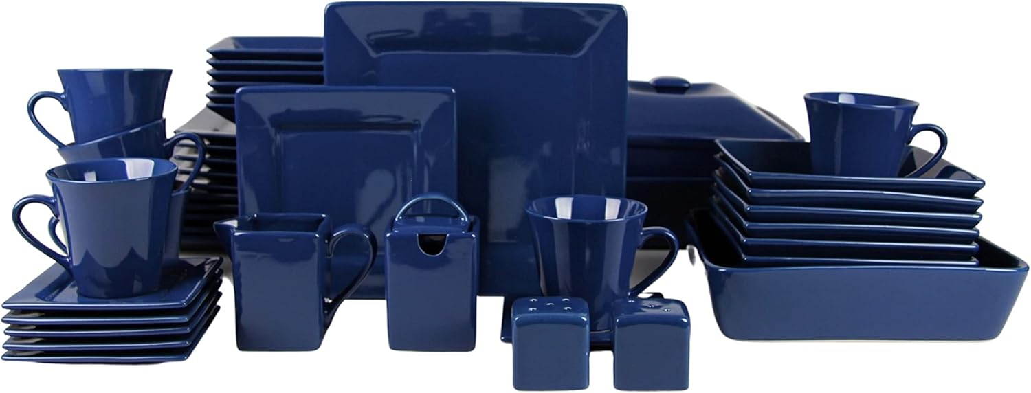 10 Strawberry Street Nova Square Dinnerware Set in Dark Blue
