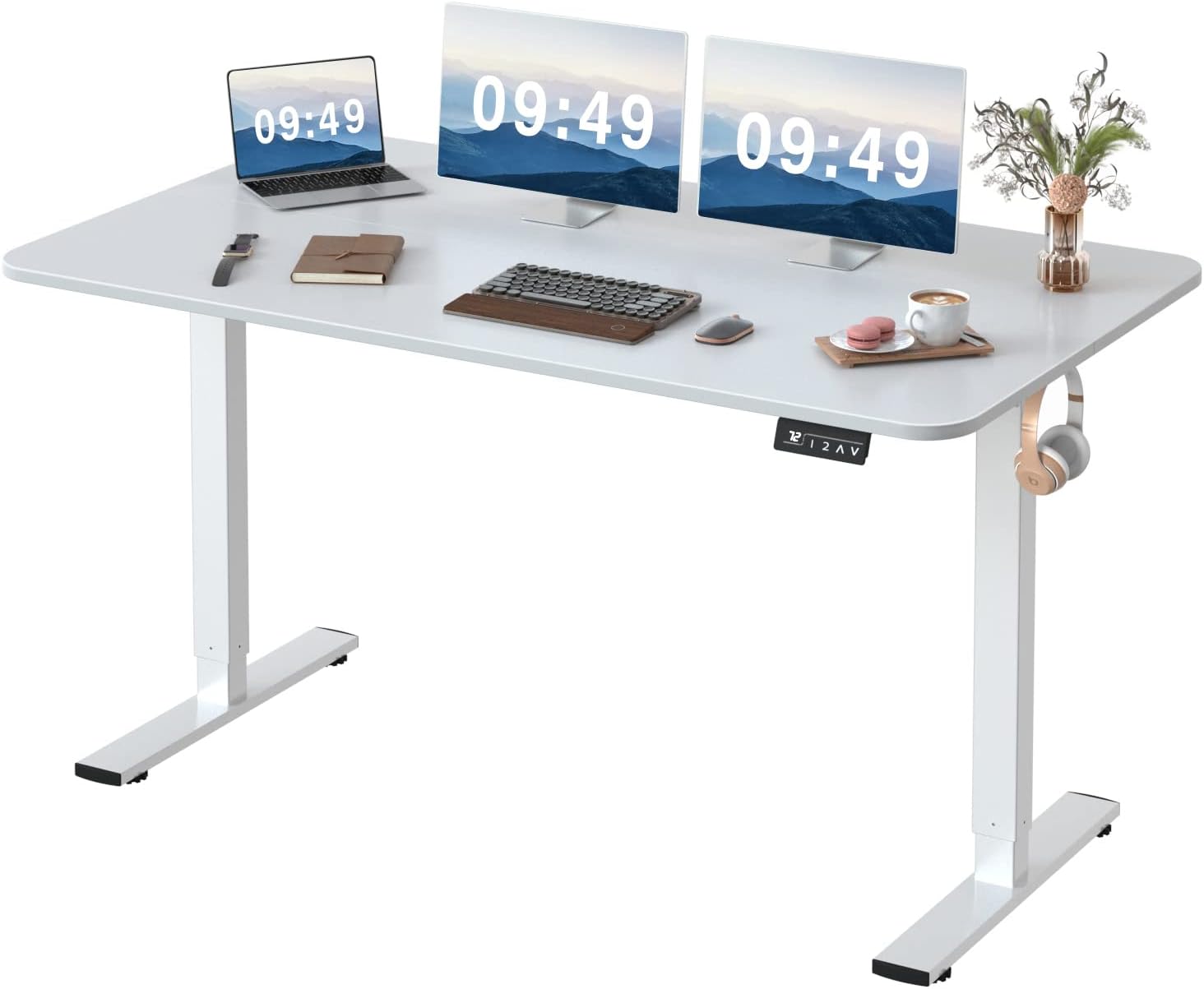 Furmax Electric Standing Desk: Spacious 55x24 - Memory Preset - White