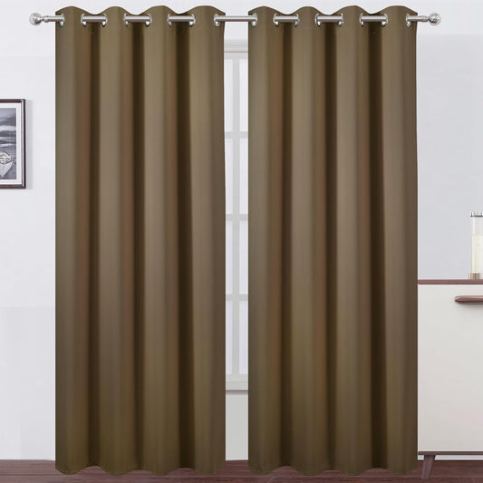 LEMO Brown Thermal Blackout Curtains for Bedroom 52 x 95 Inch