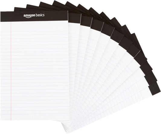 Basics 5x8 Writing Note Pad, 12 Pack for Organized Notes