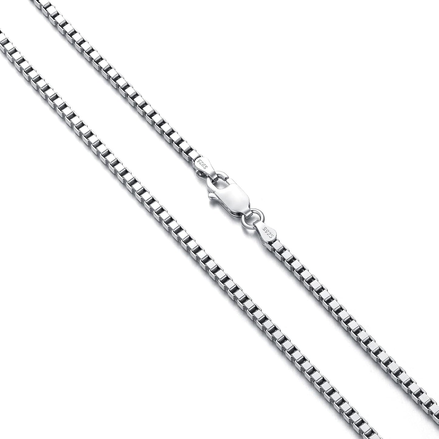 Genuine 925 Sterling Silver Square Box Chain Necklace for All