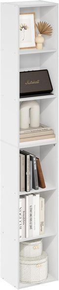 Furinno Luder 6-Tier Open Shelf Bookcase - Slim Vertical Storage